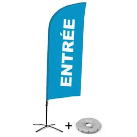 Showdown Displays Beachflag Alu Wind Komplett-set Eingang Blau Französisch Kreuzständer
