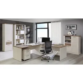 Forte Schreibtisch »Duro«, Computertisch, in 140 oder 160 cm Breite, im Landhausstil weiß / eiche antik,
