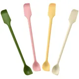 4 Teiliges Mini Silikon Spatel, Doppelkopf, Wiederverwendbarer Rührer zum Backen, Schaber Ideal für kleine Behälter und schwer erreichbare Stellen, Mehrfarbig, Silikon Küchenutensilien