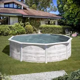 Gre Stahlwandpool Finnlandia Rund Ø 350 x 120 cm Holzdekor weiß