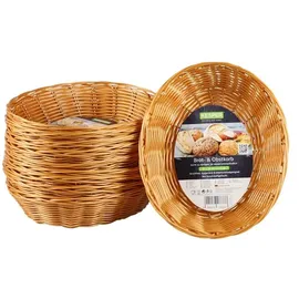 KESPER | Brot- und Obstkorb, 10er Pack, Material: Kunststoffgeflecht, Maße: 24 x 20cm/ Höhe: 6cm, Farbe: Braun|1783315