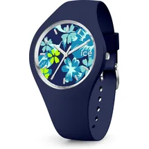 ICE-Watch - ICE flower Midnight lime - Blaue Damenuhr mit Silikonarmband - 021741 (Medium)