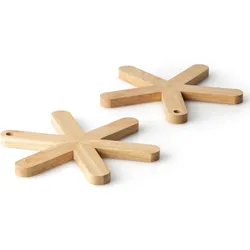 CONTINENTA Topfuntersetzer STERN aus Gummibaumholz 2er-Set