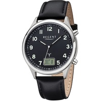 Regent Leder Herren Uhr FR-278 Analog-Digital Armbanduhr schwarz Funkuhr D2URBA447