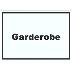 Garderobe Schild mit Text Kleidung aufbewahren waagerecht A3 (297x420mm)