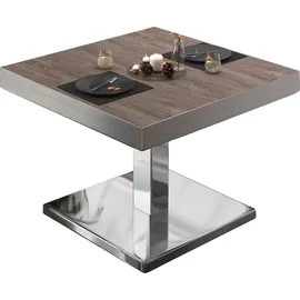GGM Möbel Bistro Loungetisch 70 x 70 x 41 cm Light Wenge/Edelstahl