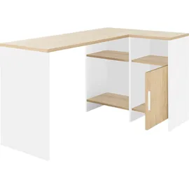 Gami Schreibtisch "Liverpool", weiß (kastanie natur, weiß), B:136cm H:75,7cm T:87,5cm, Tische, Schreibtisch