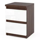 OEM Nachttisch, Wenge, Weiß Glänzend 30 cm, Schlafzimmer,