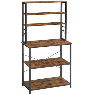 Songmics Vasagle Küchenregal 6 Ebenen und 6 Haken 40 cm x 80 cm x 167 cm Braun-Schwarz