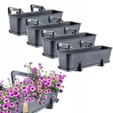 Kadax Balkonkasten Set aus Kunststoff, 60cm-4er Set, Graphit