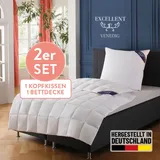 Excellent Daunenbettdecke + 3-Kammer-Kopfkissen "Venedig, 2-tlg, hergestellt in Deutschland, verschiedene Größen", weiß, B/L: 135cm x 200cm Anzahl Teile 1, B/L: 80cm x 80cm Anzahl Teile 1, Bezug: Baumwolle Füllung: Entendaune/-feder, leicht, Bettdecken Bezug: 100%