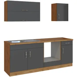 Held Küchenzeile Sorrento 210 cm anthrazit/wotan eiche nachbildung