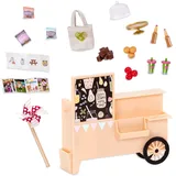 Lori Flughafen Verkaufsstand Set, Zubehör für 15 cm Mini Puppen – Puppenzubehör mit Imbisswagen, Essen, Magazine und mehr – Spielzeug für Kinder ab 3 Jahre