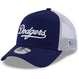 New Era Los Angeles Dodgers MLB Team Script Darkroyal White A-Frame Adjustable Trucker Cap - One-Size