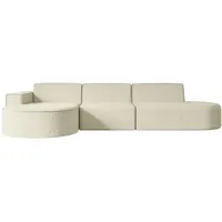 Altdecor Ecksofa Beige, Textil, 3-Sitzer, Ottomane links, L-Form Corner