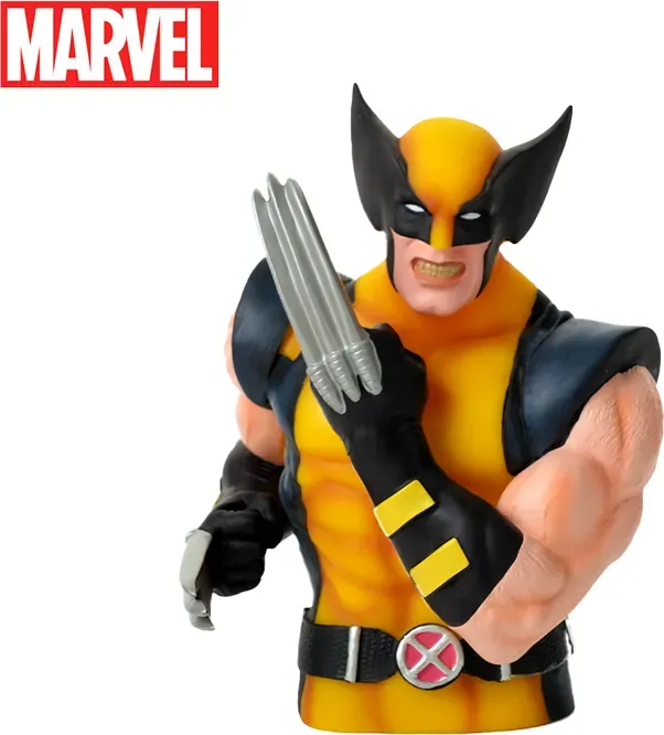 1 Stück Marvel Wolverine Spardose Offiziell lizenziert 3D PVC Stereofigur Sammlerstück Desktop-Dekoration Charakterstatue Bruchsicheres Wohnaccessoire