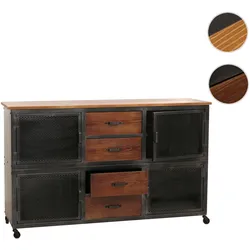 Werkstattwagen HWC-N28, Rollwagen, Rollen 4 Schubladen, 3D-Struktur Metall Holz 90x150x40cm ~ schwarz, braun