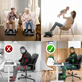 OEM Ergonomische Fußstütze Büro Fußablage Verstellbar Massagefunktion Rutschfest Schwarz 43x32 cm - Schwarz
