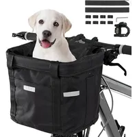 Goldmiky Faltbarer Fahrradkorb, Fahrradkorb Vorne für Hund, Easy Install Abnehmbare FahrradkorbTasche, mit Lenkeradapter für Kleiner Hunde, Einkaufen, Picknick (Schwarz)
