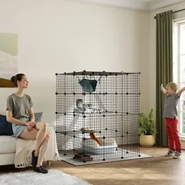 PawHut Katzenkäfig schwarz Polypropylen B/H/L: ca. 105x140x105 cm - Schwarz