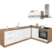 KOCHSTATION Winkelküche »KS-Luhe«, Stellbreite 240x180 cm, wahlweise mit oder ohne E-Geräten, MDF-Fronten, weiß