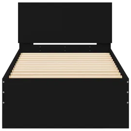 vidaXL Bettgestell mit Kopfteil und LED-Leuchten Schwarz 90x200 cm