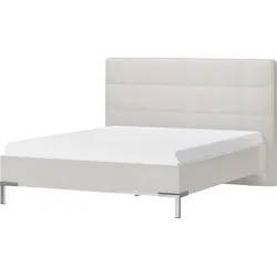 Bett PLACES OF STYLE "Piano, Liegefläche 160x200 oder 180x200cm, FSC-zertifiziert", beige (beige hochglanz, beige, chromfarben), B:200cm H:120cm L:221cm, Betten, mit gepolstertem Kopfteil, UV Lackierung hochglanz beige oder weiß