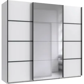 WIMEX Schwebetürenschrank WIMEX "Jork Kleiderschrank mit Spiegel, schwarze Metallgriffe", weiß (weiß, abgesetzt graphit), B:225cm H:208cm T:65cm, Holzwerkstoff, Spanplatte, Schränke, Schwebetürenschrank, Schrank in verschiedenen Größen und