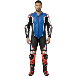 Alpinestars Absolute V2 Lederkombi - Blau/Schwarz/Weiß/Neon-Rot / 50