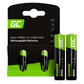 Green Cell Akku 800 mAh 1.2V [2 Stück] Batterien AAA Micro NI-MH Akkubatterien sofort einsatzbereit, Starke Leistung, geringe Selbstentladung, wiederaufladbare Akku Batterie, ohne Memory-Effekt