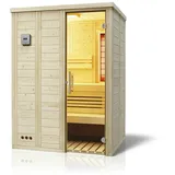 InfraWorld Sauna Vitalis 148 Complete Set - 40 mm Massivholzsauna Inkl. 3 kW Verdampferofen, Steuerung, Salzverdampfer, Silikonkabel