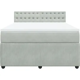 vidaXL Boxspringbett mit Matratze Hellgrau 140x200 cm Samt