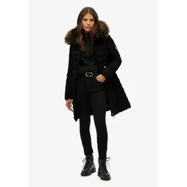 Superdry Fuji Faux Fur Damen. Kapuzenjacke schwarz M,