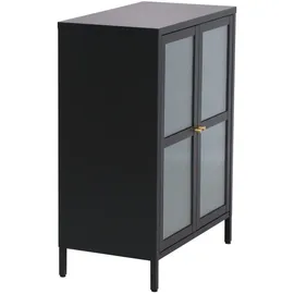 [en.casa] Sideboard Säkylä Stahl mit Glas Türen 64x35x84 cm Schwarz