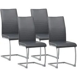 Albatros Freischwinger Stühle 4er Set MURANO, Grau - Esszimmerstuhl Schwingstuhl, modernem Design, Kunstleder-Bezug, dicke Polsterung - Küchenstuhl