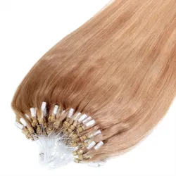 hair2heart Microring Extensions Premium Echthaar #8/01 Hellblond Natur-Asch 0,8g Haarextensions 25 ct Hellbraun Damen 