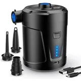 Elektrische Luftpumpe, 5000 mAh wiederaufladbarer Akku, Aufblasbarer Matratzen-Inflator mit 3 Luftdüsen, Schnell-Inflator für
