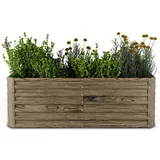 Blumfeldt High Grow Straight Hochbeet, Ergonomisches 972L Hochbeet Metall Holzoptik, Wetterfester Verzinkter Stahl Für Blumen, Kräuter & Gemüse – Rostbeständig, Offene Bodenstruktur & Einfache Montage