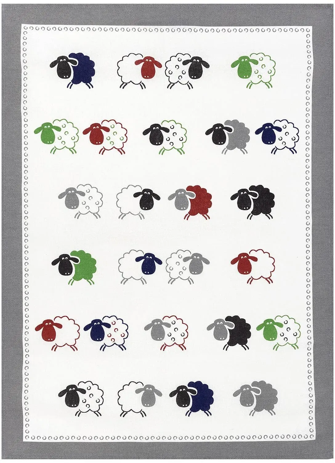 Kracht Küchen Textilien Schäfchen Halbleinen Küchentuch bedruckt 50x70 cm bunt 3er Pack - bunt