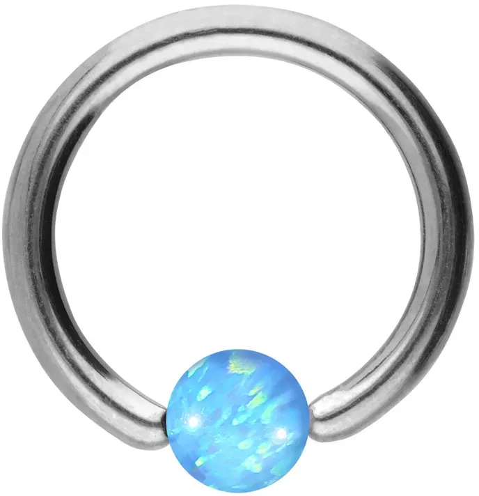 Chirurgenstahl Klemmkugelring SYNTHETISCHER OPAL