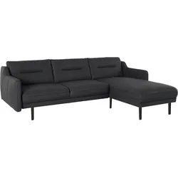 Ecksofa ANDAS "Nordfyn L-Form", schwarz, B:239cm H:81cm T:166cm, Struktur weich (100% Polyester), Luxus-Microfaser Lederoptik (100% Polyester), 100% NaturLEDER, Sofas, edles Design in 3 Bezugsqualitäten, Design by Morten Georgsen