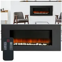 Classic Fire Dekokamin Luxus Wandkamin 2000W, LED-Flammeneffekt, Thermostat & Timer 105cm, Elektrischer 2000W Wandkamin mit 105cm LED-Flammeneffekt & Timer schwarz