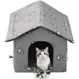 Katzenhaus für streunende Katzen – Isolierter Unterschlupf für streunende Katzen für den Winter |. Warmer Katzenunterschlupf mit Tür, Katzenhaus für kaltes Wetter, Haustierhaus für streunende Katzen u