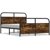 vidaXL Metallbett ohne Matratze Räuchereiche 140x200 cm