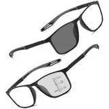 Generisch Selbsttönende Lesebrille, Sportliche Herren Damen Multifokus Lesebrillen, Anti-Blaulicht mit UV-Schutz Lesebrille Photochrome für Innen- und Außenbereich(Black/Gray,2.5x) - 2.5x