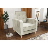 Beautysofa Sessel Bamako (Polstersessel, Cocktailsessel, Wohnzimmer), aus Veloursstoff, Loungesessel mit Holzbeine