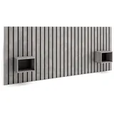 SKRAUT HOME Kopfteil, und Nachttische, Bettrücken, Stauraum, 258x107x3 cm, Bett 150,160,180 cm, Paneele, Modern style, Zementgrau - 472_1