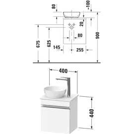 Duravit Konsolen-Waschtischunterschrank wandhängend Sivida 40x44x32,5cm, Tür, Gr. chr, li, we. Matt