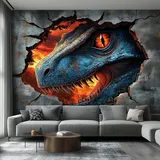 Decords Wandtattoo – wilder blauer Raptor, 300 cm