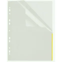 FolderSys Index Sichthülle, PP, A4, EURO-Lochung transparent, Indexstreifen gelb,
